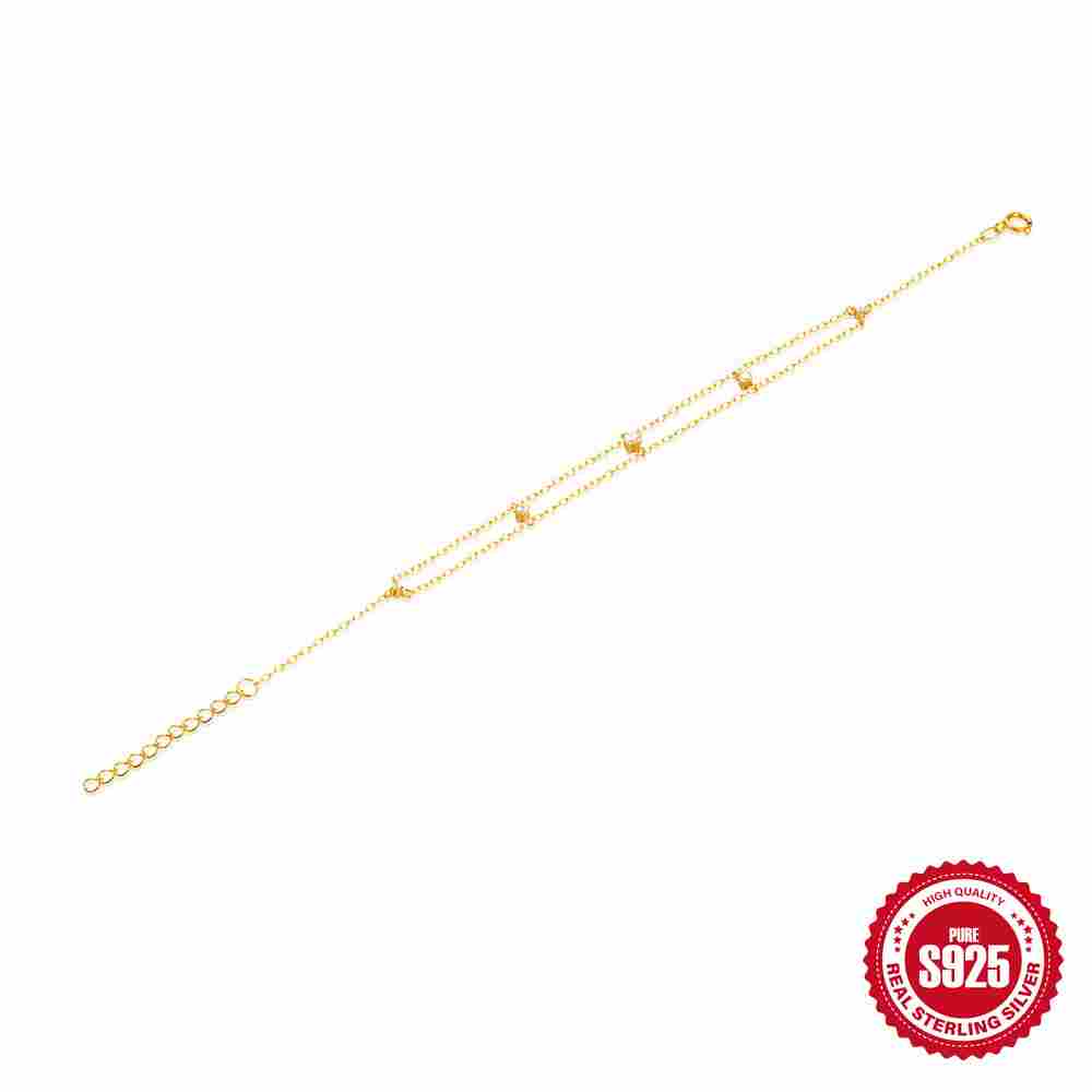 925 sterling silver cubic zirconia geometric minimalist strand bracelet
