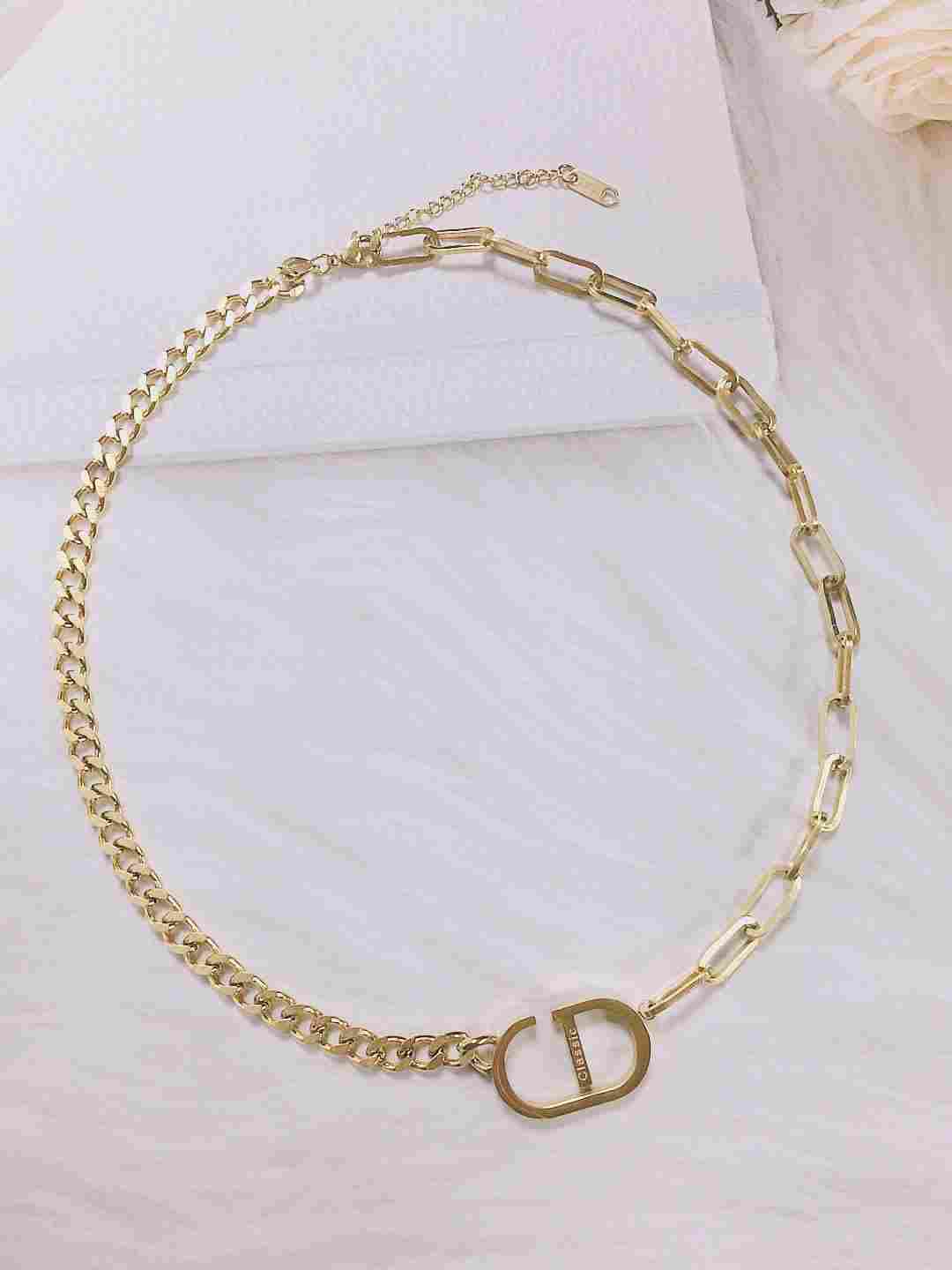 stainless steel letter trend link necklace