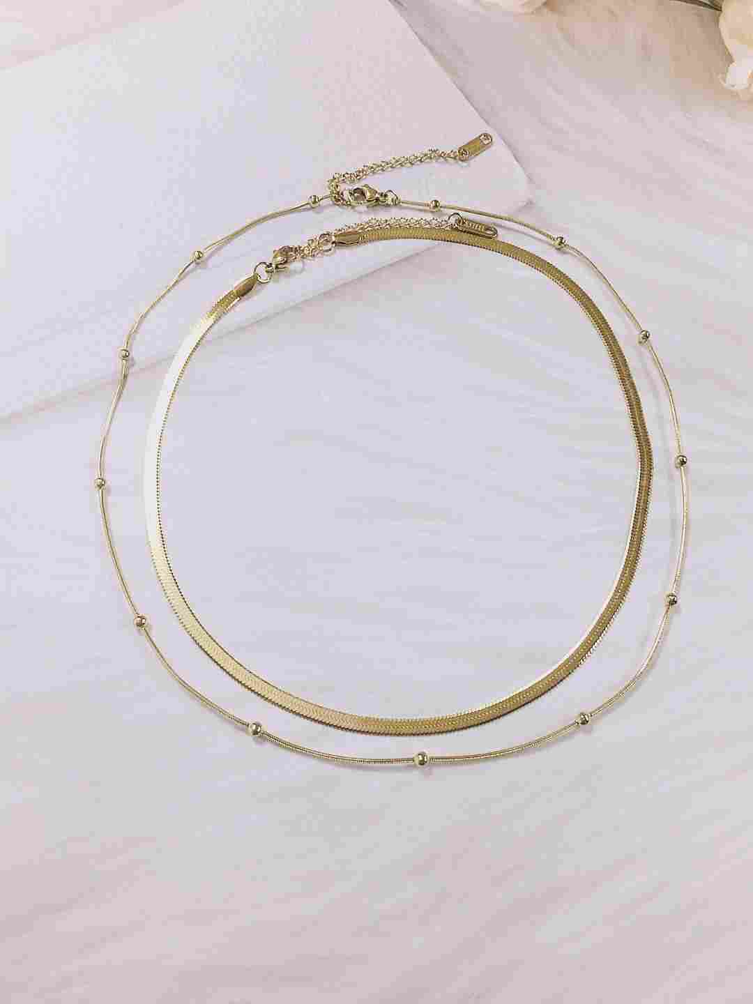 stainless steel irregular minimalist multi strand necklace
