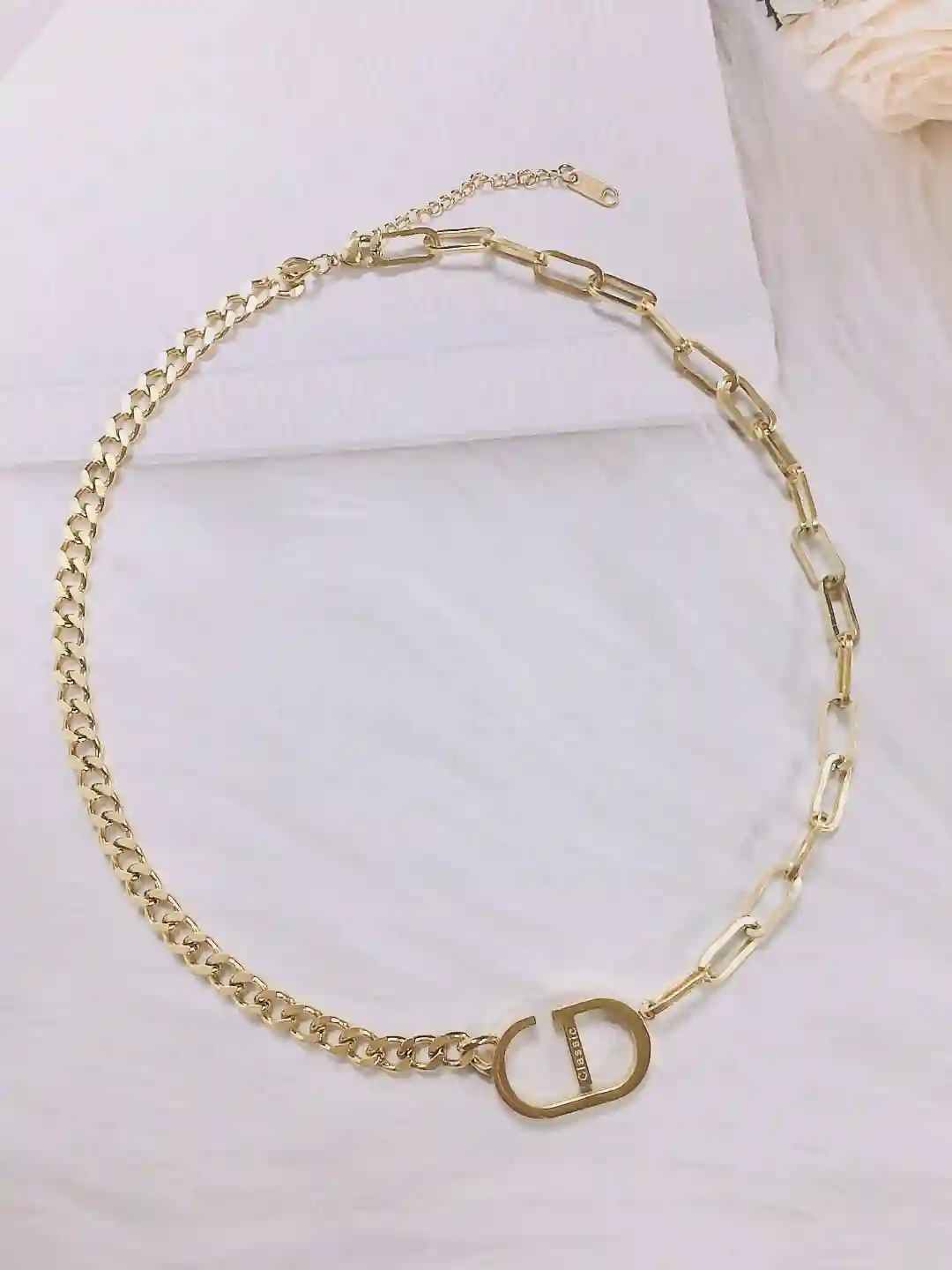 stainless steel letter trend link necklace