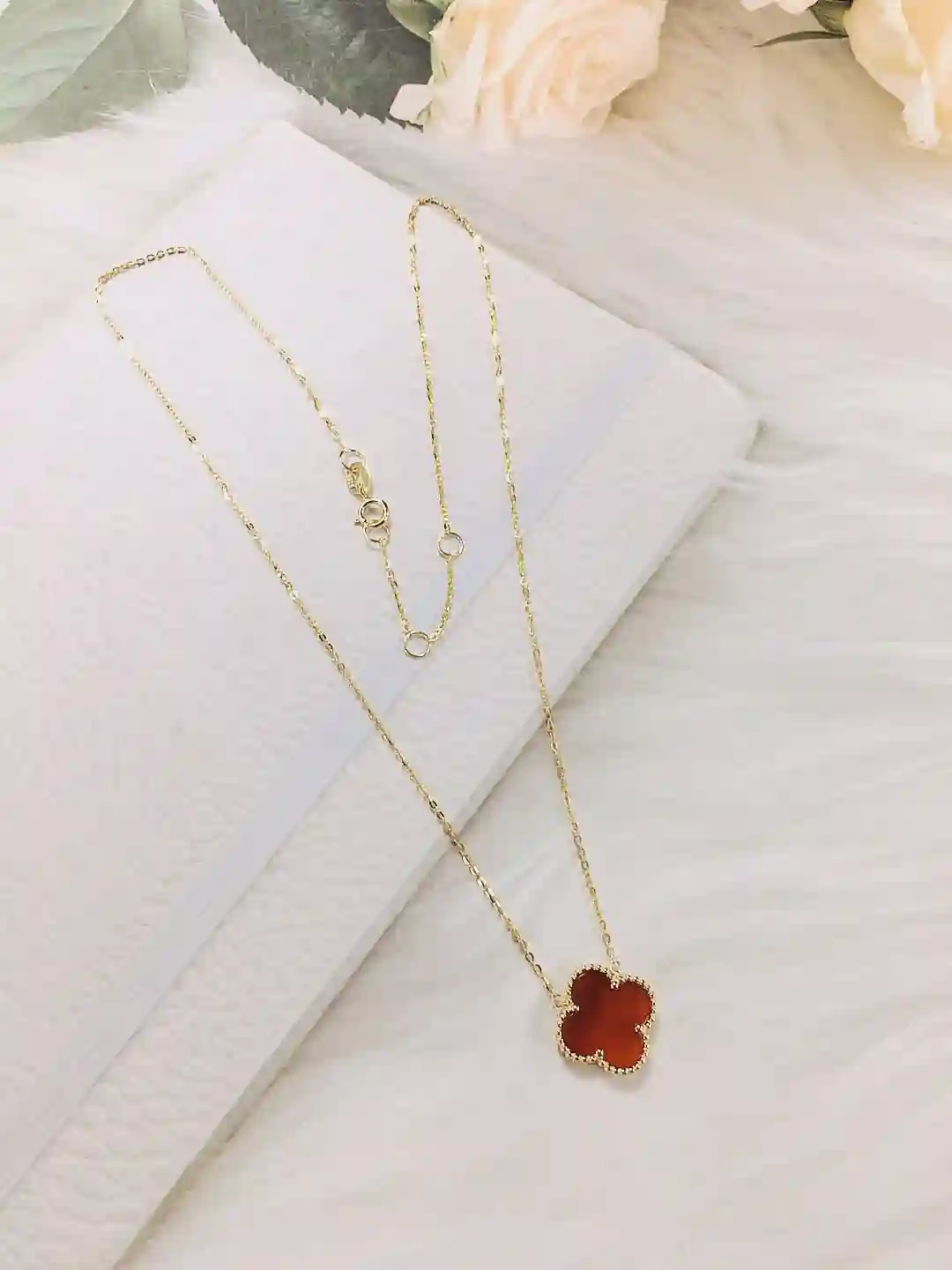 925 sterling silver shell clover dainty initials necklace