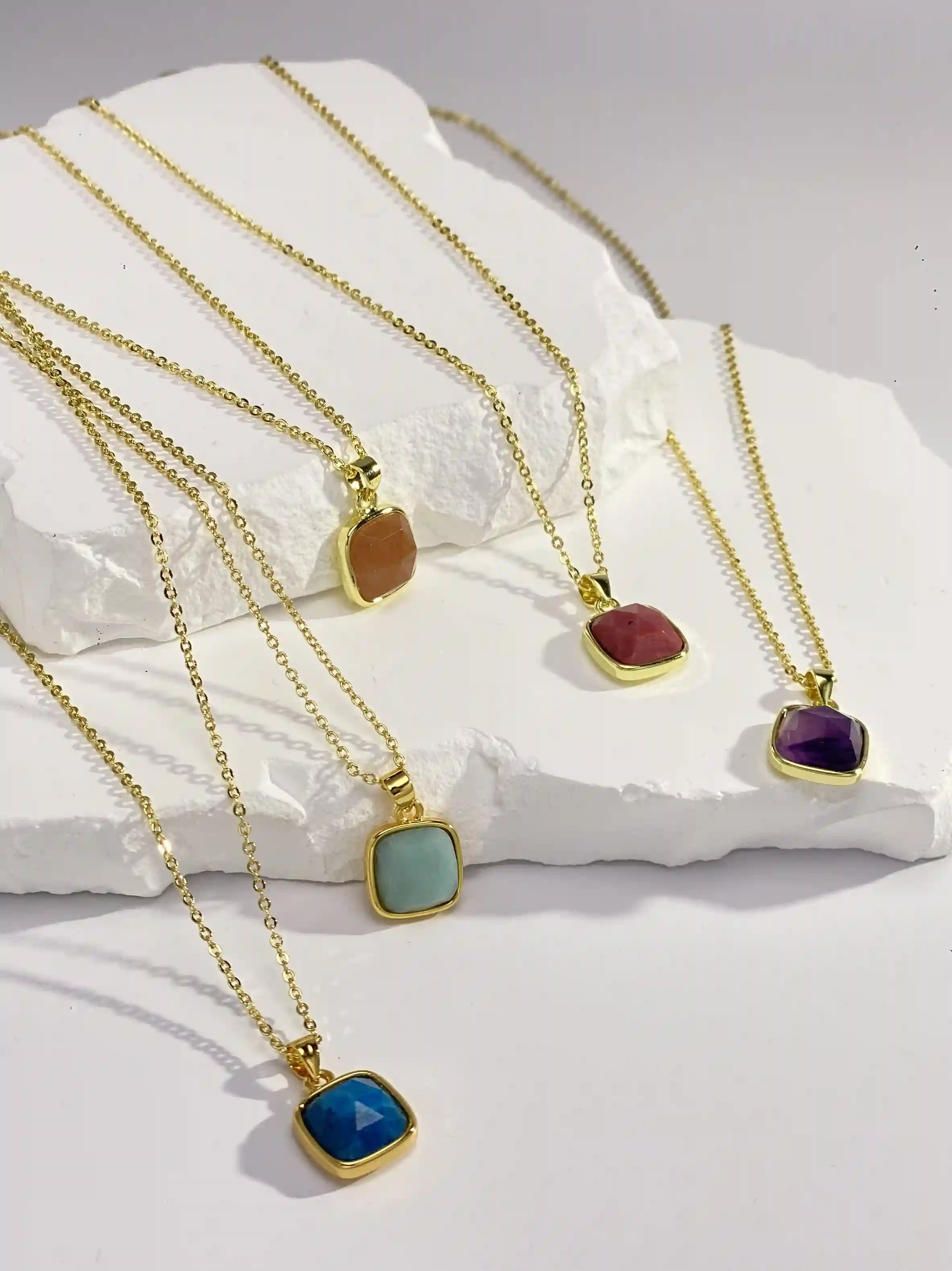 Brass Natural Birth Stone Necklace