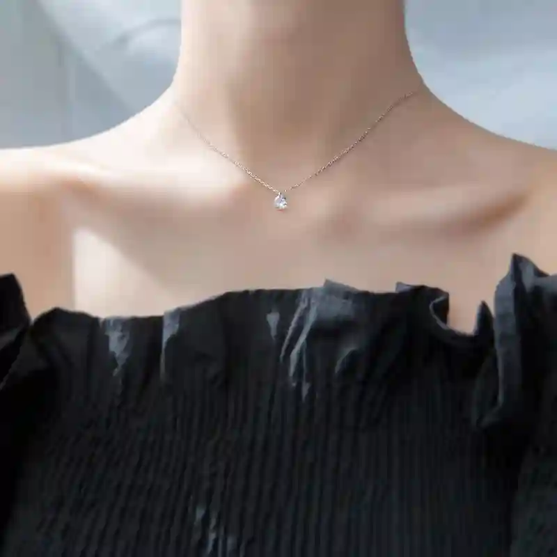 s925 silver moon irregular full zircon short necklace