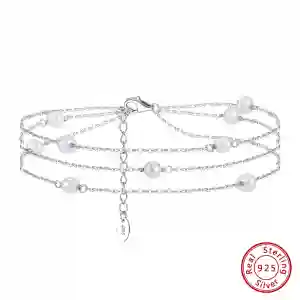 925 Serling Silver Pearl Minimalist Anklet