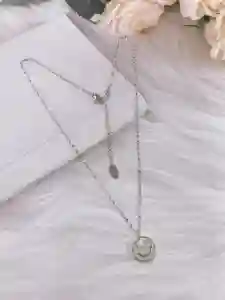 brass cubic zirconia smiley dainty link necklace