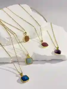 Brass Natural Birth Stone Necklace