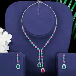 Water Drop Color Zircon - 2 Piece Jewellery Set